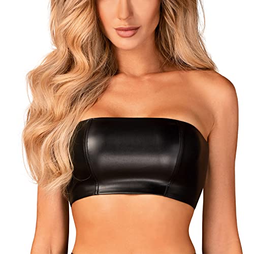 Obsessive Dame Sexy Top BH Reizwäsche Bandeau Kunstleder Verführerisch Hermeza, Schwarz,M von Obsessive