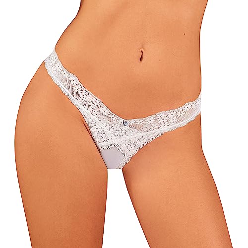 Obsessive Dame String Netz Spitze Dessous Verführerisch Bund Sexy Hochzeit Heavenlly, Weiß,M-L von Obsessive