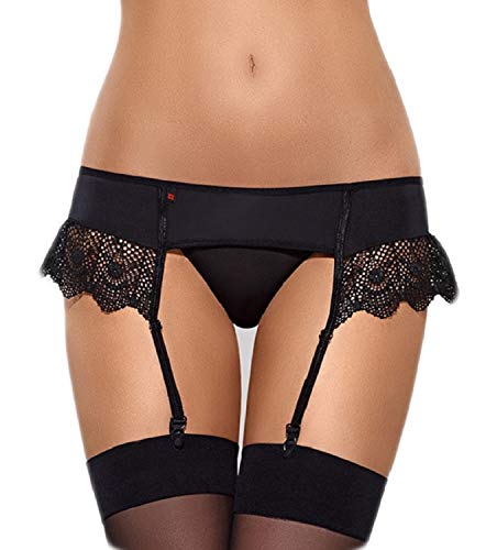 Obsessive Damen Strumpfgürtel mit feinem Slip, in toller Geschenkbox (L/XL, Schwarz-Flügel) von Obsessive