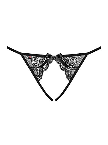 Obsessive Miamor Slips Dame Reizwäsche Spitze Offener Schritt Niedriger Bund, Schwarz,S/M von Obsessive