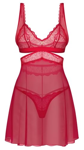 Obsessive Set Cupide Desir Sinnliches Babydoll + String in Rot mit edlen Spitzen, goldenen Schmuckdetails und verstellbaren Trägern 2XL/3XL Obsessive Set Cupide Desir Sinnliches Babydoll + String in Rot mit edlen Spitzen, goldenen Schmuckdetails und verstellbaren Trägern 2XL/3XL von Obsessive