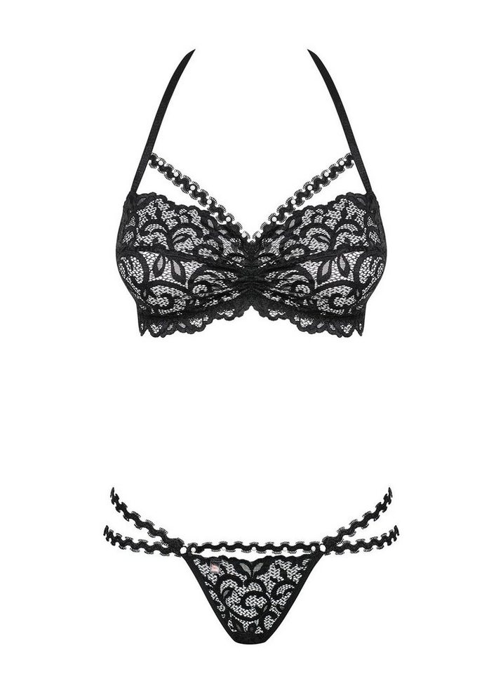Obsessive Set: Bügel-BH Dessous-Set in schwarz BH + String verziert mit Schmuck (Set) von Obsessive