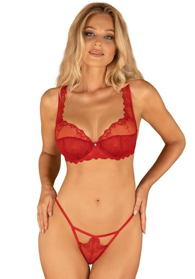 Obsessive Set: Bügel-BH Lonesia Set BH und Slip mit Spitze - rot (2-tlg) transparent Obsessive Set: Bügel-BH Lonesia Set BH und Slip mit Spitze - rot (2-tlg) transparent von Obsessive