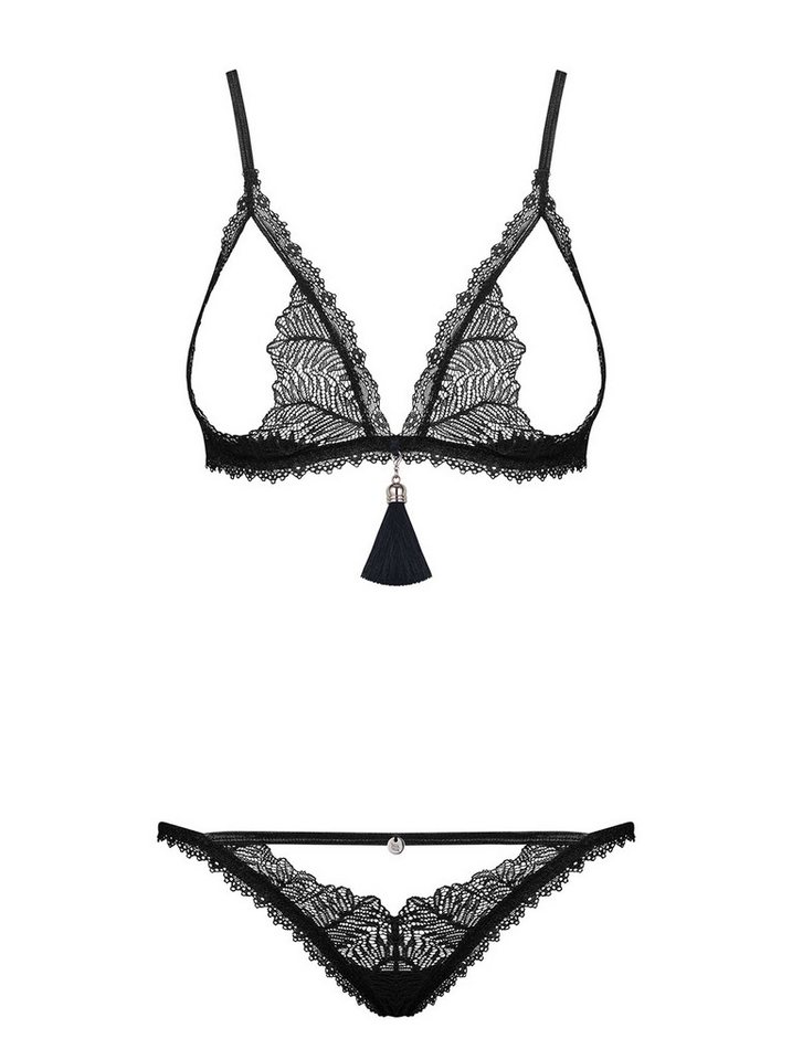 Obsessive Set: Dekolleté-BH Frauen Dessous Spitzen Reizwäsche Set aus Unterbrust BH mit offene Cup von Obsessive
