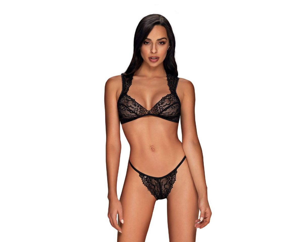 Obsessive Set: Fullcup-BH OB Elisetta 2pcs set black - (L/XL,S/M) von Obsessive