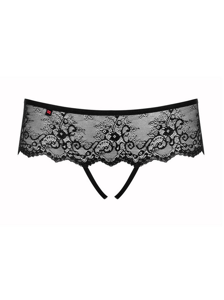 Obsessive Slip Damen Shorties schwarz elastisch aus Spitze geblümt Dessous Slip Panti von Obsessive