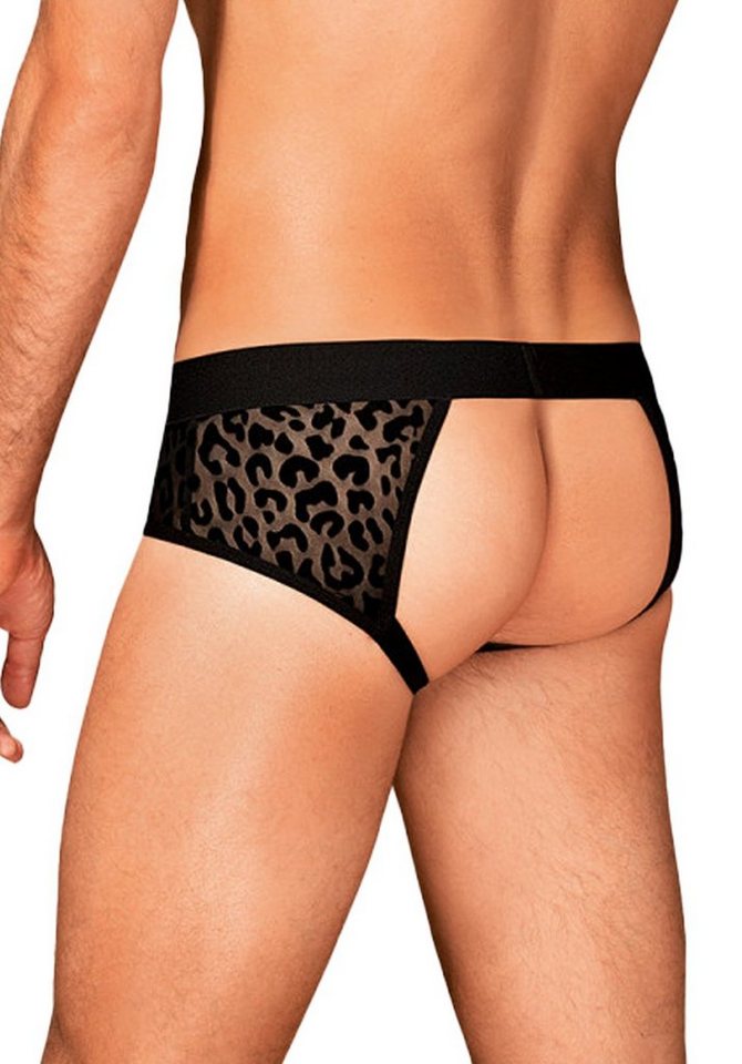 Obsessive Slip Männer Slip Pofrei mit Leopardenmuster - schwarz von Obsessive