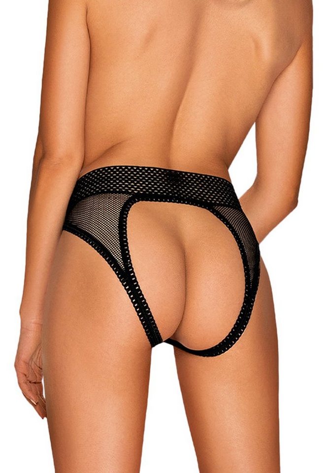 Obsessive Slip-Ouvert Strapelie Ouvert-Slip offener Intimbereich - schwarz (1-St) Netz von Obsessive