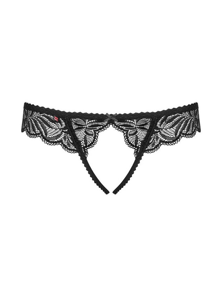 Obsessive Slip Spitzen Panty schwarz mit Spitze Stretch Crotchless ouvert Frauen Slip von Obsessive