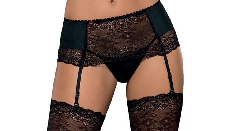 Obsessive Strapsgürtel Dessous Garter Belt Strapsgürtel schwarz elastisch mit Spitze Strumpfh von Obsessive