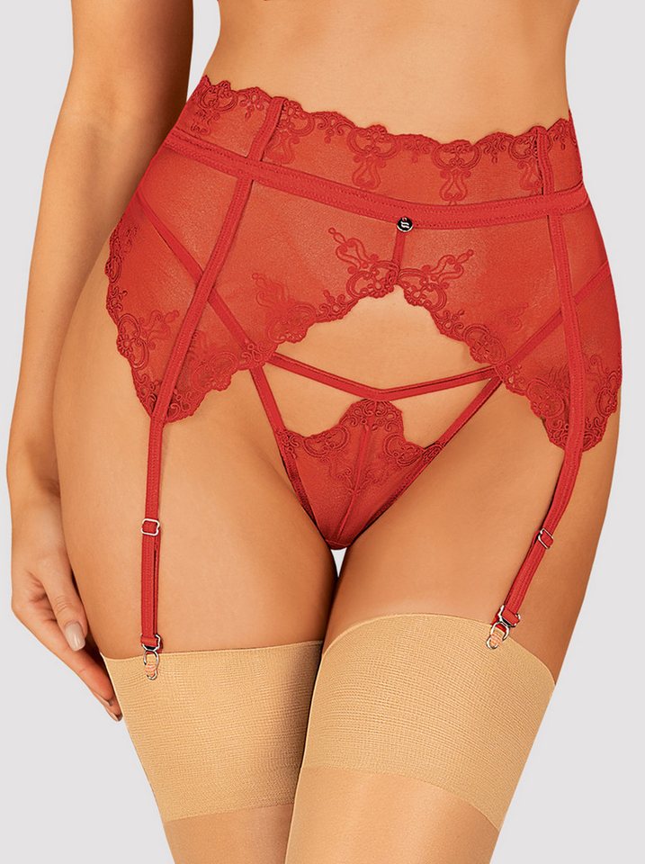 Obsessive Strapsgürtel Roter Dessous Bänder Reizwäsche Strapsgürtel Garter Belt mit Bändern u von Obsessive