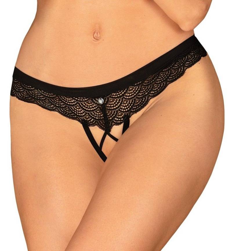 Obsessive String Chemeris Ouvert String mit offenem Schritt - schwarz (1-St) Spitze mit geometrischem Motiv von Obsessive