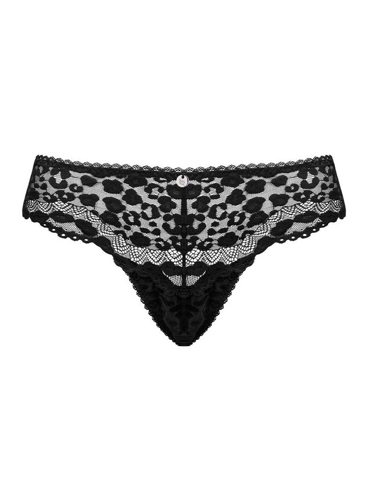 Obsessive String Frauen Dessous Leopard String Slip erotisch transparent in Schwarz Leo von Obsessive