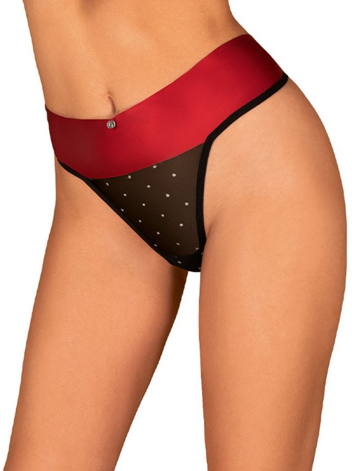 Obsessive String Frauen Netz String in schwarz teiltransparent mit Schleife hinten Sati von Obsessive