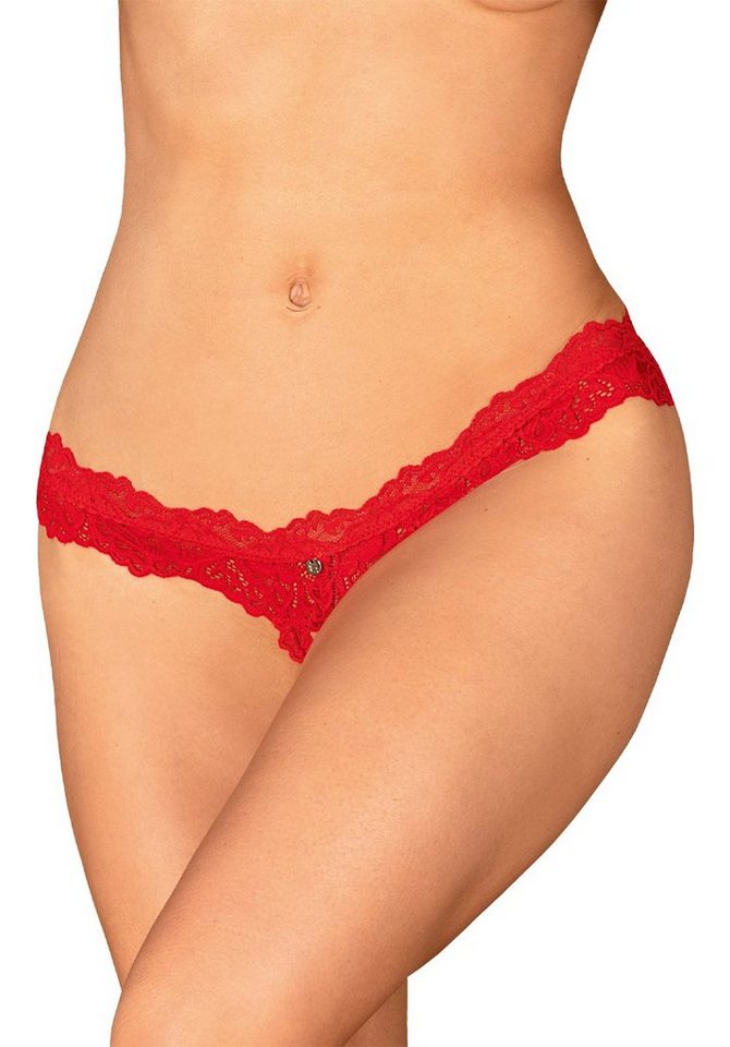 Obsessive String Ouvert String mit offenem Schritt Spitze - rot (1-St) aus zarter Spitze von Obsessive