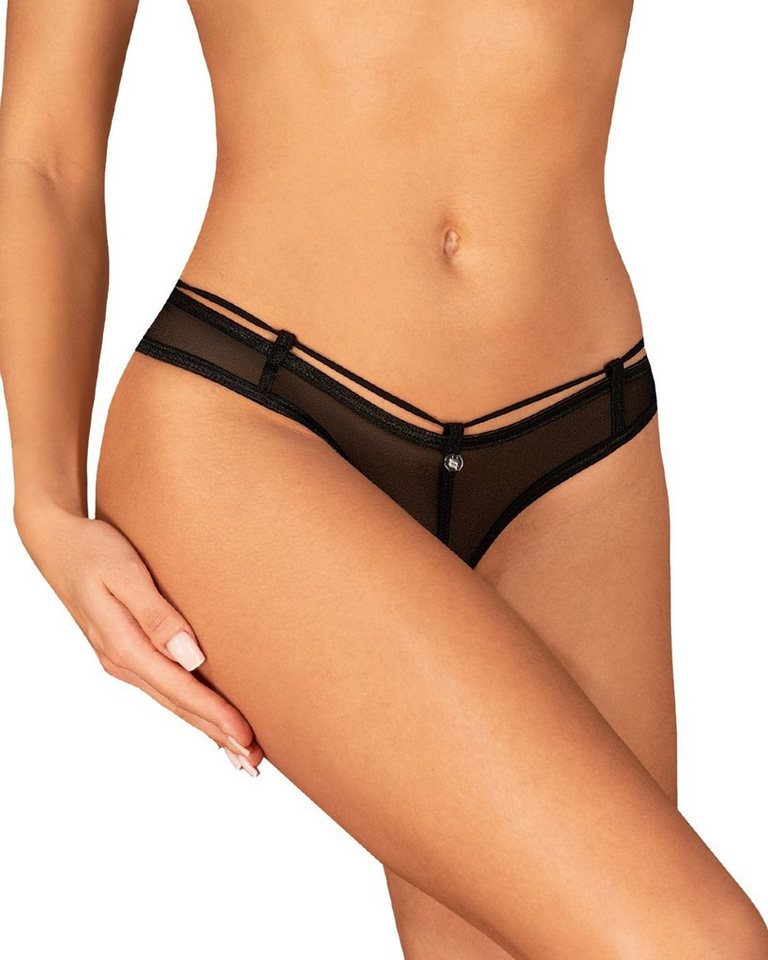 Obsessive String Roxelia transparenter ouvert String mit offenem Schritt - schwarz (1-St) transparent von Obsessive