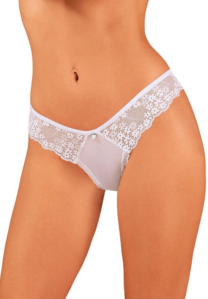 Obsessive String String-Tanga aus Spitze - weiß (1-St) wunderschöne Spitze kombiniert mit transparentem Mesh von Obsessive