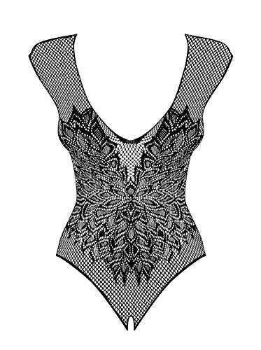 Obsessive. Damen Dessous Teddy Body ouvert in schwarz transparent mit Muster elastisch Größe: XL/XXL von Selente