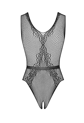 Obsessive. Damen Reizwäsche Teddy schwarz transparent ouvert Damen Body elastisch Gemustert Netz-Material floral Gemustert Größe: S-L von Obsessive