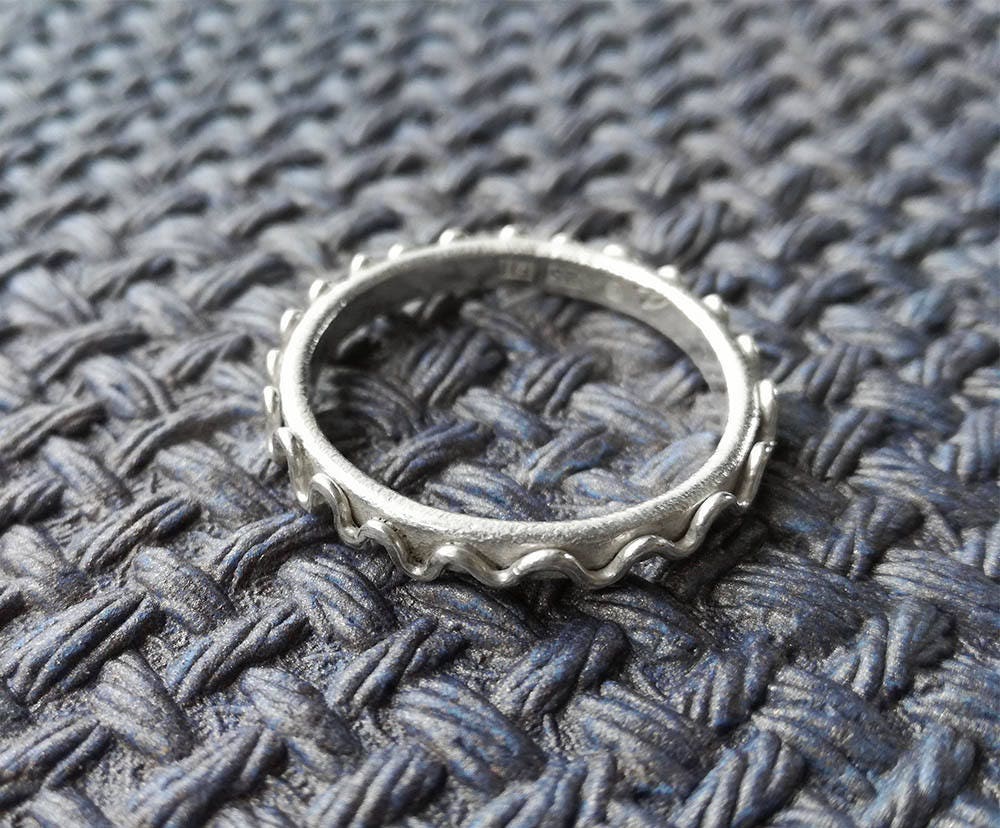 Handgemachter Ring Aus 925Er Silber Mit Matter Oberfläche, Größe 10 von ObsidianDreamsShop