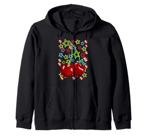 Kirsche Retro 80er Kirschen Obst Teenie Kinder Mädchen 80er Kapuzenjacke von Obst Früchte Frucht