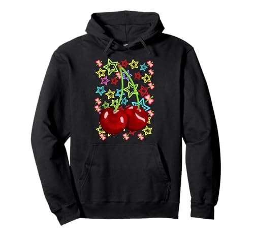 Kirsche Retro 80er Kirschen Obst Teenie Kinder Mädchen 80er Pullover Hoodie von Obst Früchte Frucht