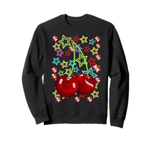 Kirsche Retro 80er Kirschen Obst Teenie Kinder Mädchen 80er Sweatshirt von Obst Früchte Frucht