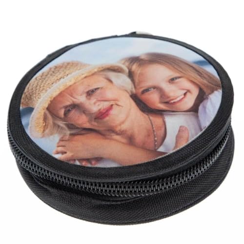Ocadeau Runde Geldbörse mit Foto zum Selbstgestalten - Runde Textilgeldbörse mit aufgedrucktem Foto - Geldbörse mit Reißverschluss zum Selbstgestalten von Ocadeau