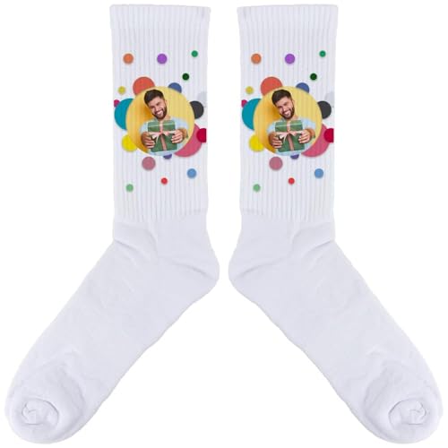 Ocadeau Weiße Socke mit Foto personalisierbar - Ein Paar weißer Socken mit persönlichem Fotodruck - Socken zum Selbstgestalten von Ocadeau
