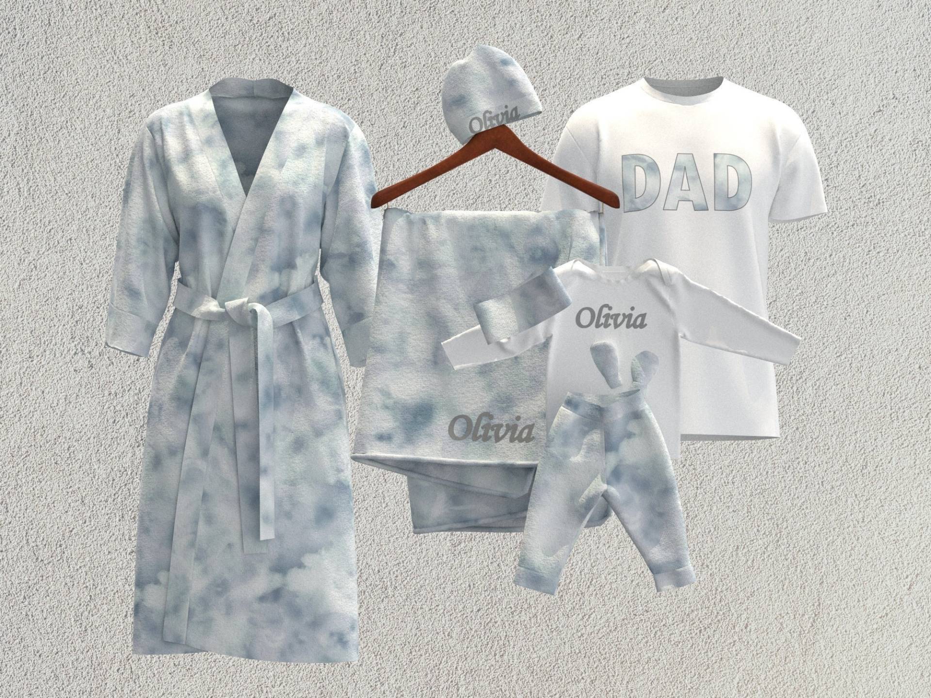 Graue Tie Dye Passende Coming Home Set, Swaddle Krankenhaus Mutterschaft Robe, Mädchen Geschenk, Neue Mutter Dusche Geschenk von OccaModa