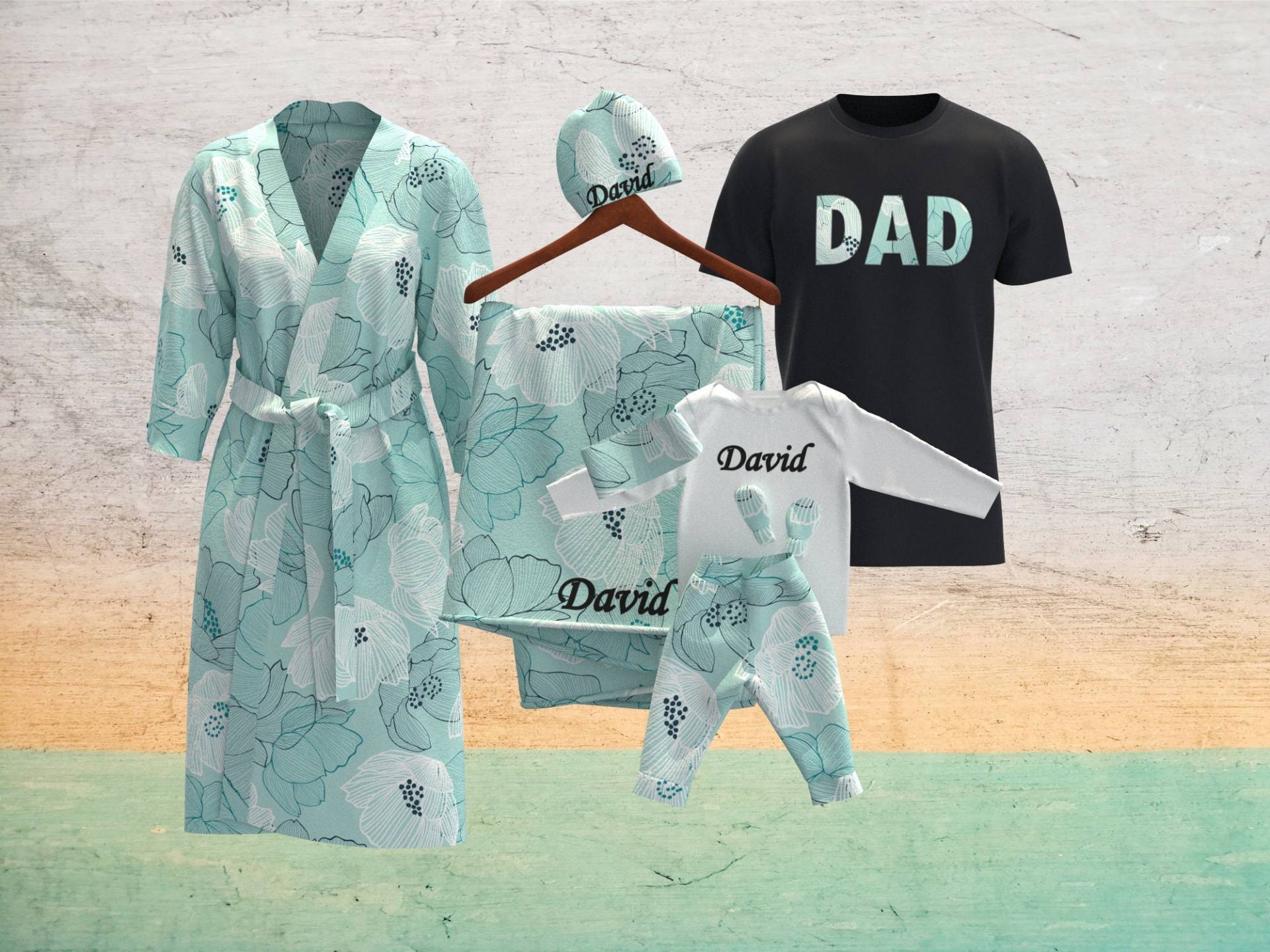 Grüne Blumen Passende Coming Home Set, Swaddle Krankenhaus Mutterschaft Robe, Mädchen Geschenk, Neue Mutter Dusche Geschenk von OccaModa