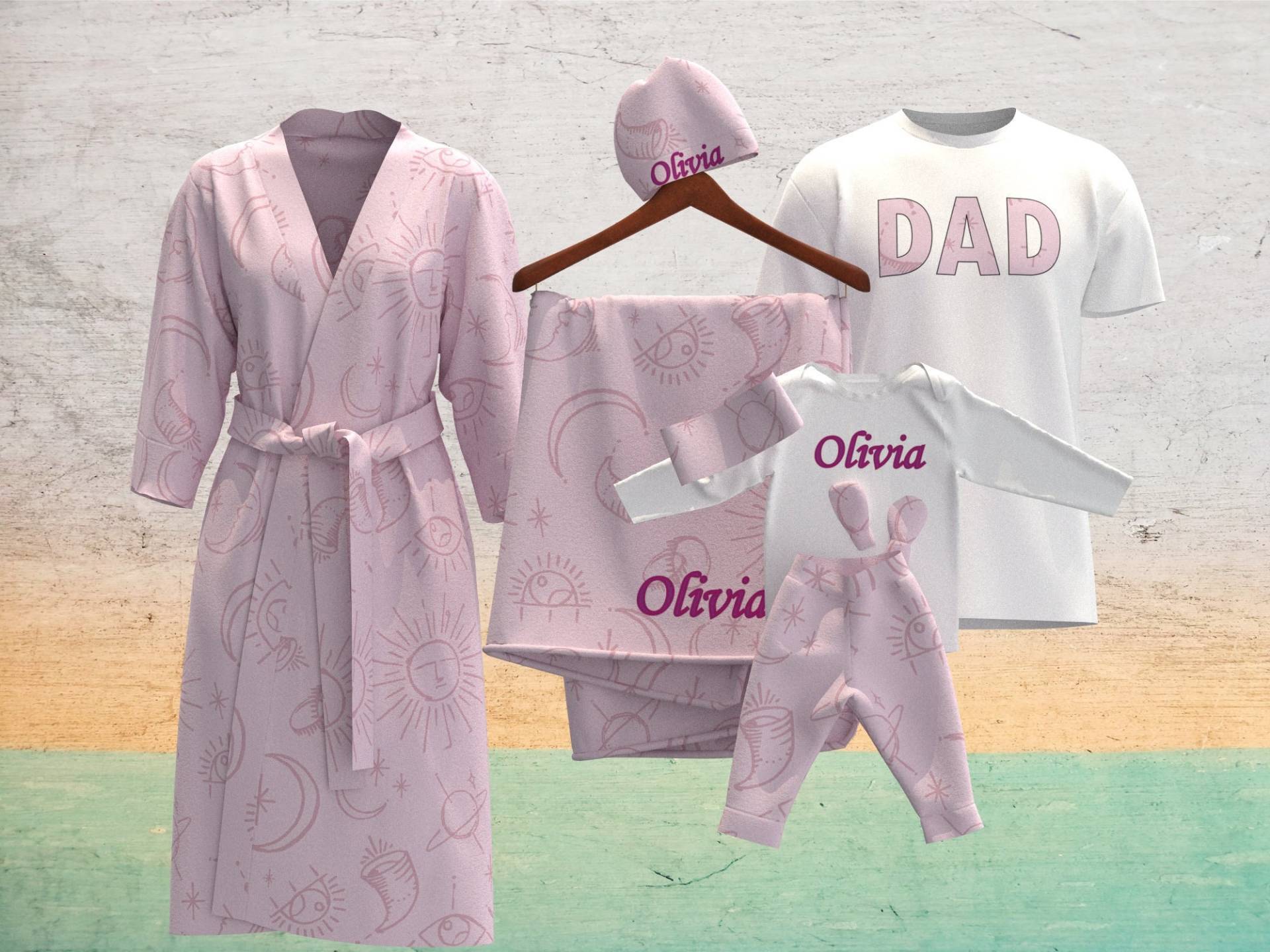 Mond Celestial Matching Girl Coming Home Set, Swaddle Krankenhaus Mutterschaft Robe, Mädchen Junge Geschenk, Kleid, Dusche Geschenk von OccaModa