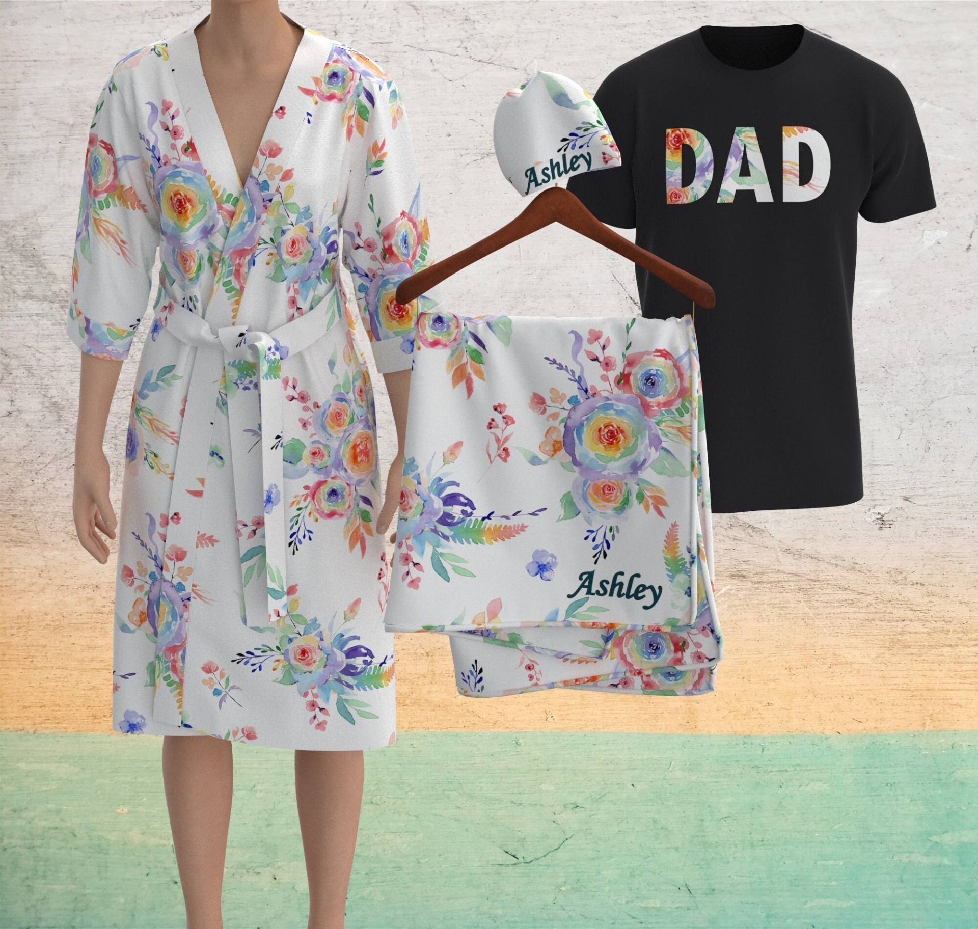 Regenbogen Floral Labor Passende Robe Und Swaddle Set, Decke Krankenhaus Mutterschaft Robe, Mädchen Nach Hause Kommen, Geschenk von OccaModa