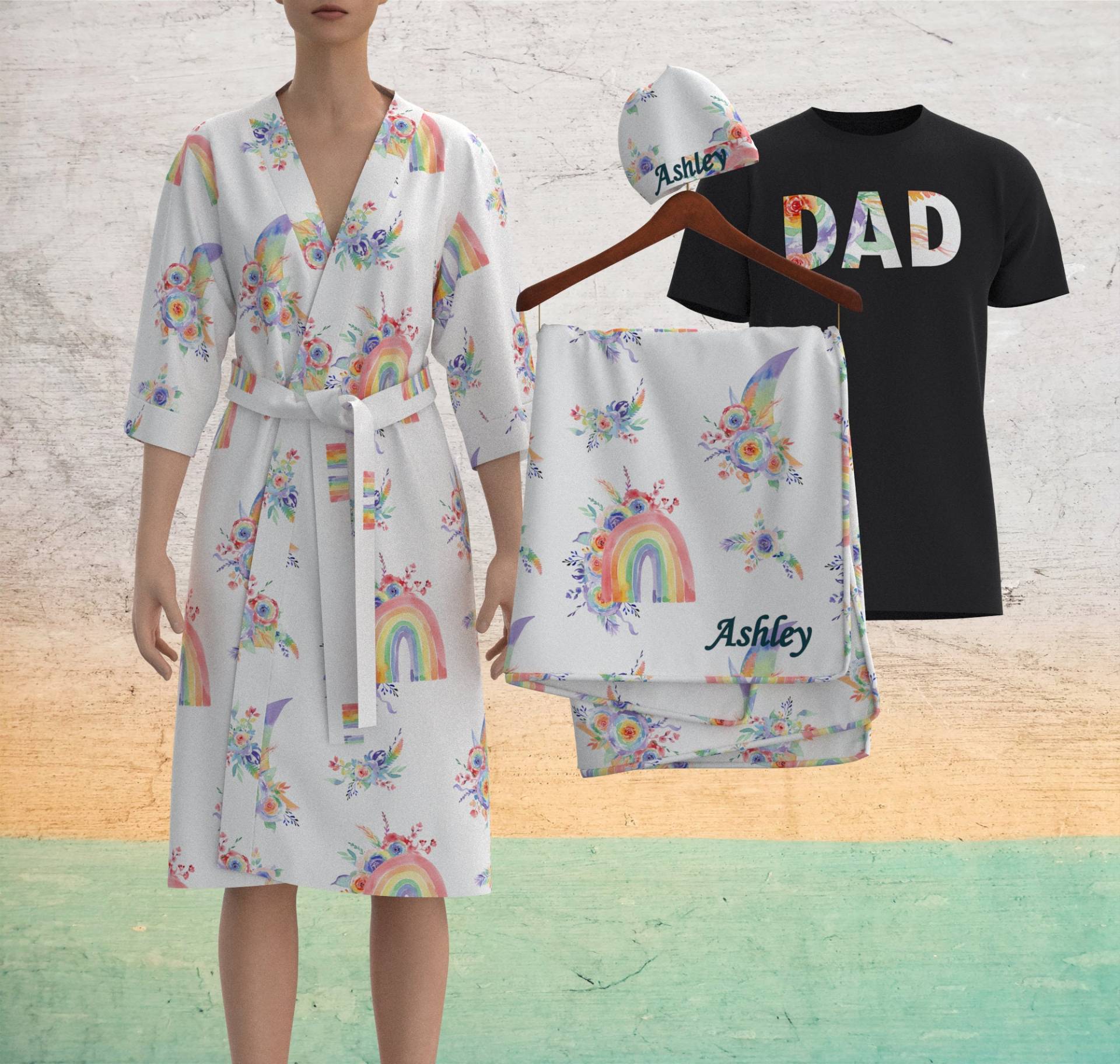 Regenbogen Floral Labor Passende Robe Und Swaddle Set, Decke Krankenhaus Mutterschaft Robe, Mädchen Nach Hause Kommen, Geschenk von OccaModa