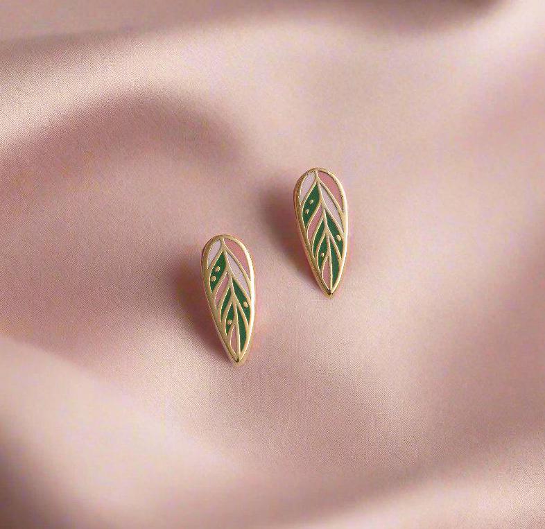 Triostar Stromanthe Ohrringe Vergoldeter Pflanzenschmuck von Occasionalish