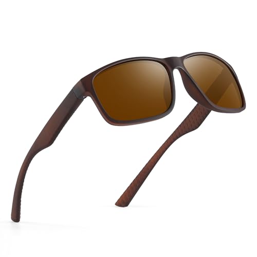 Occhsouo Herren-Sonnenbrille, polarisiert, klassisch, quadratisch, für UV400-Schutz, Brauner Rauchtee von Occhsouo