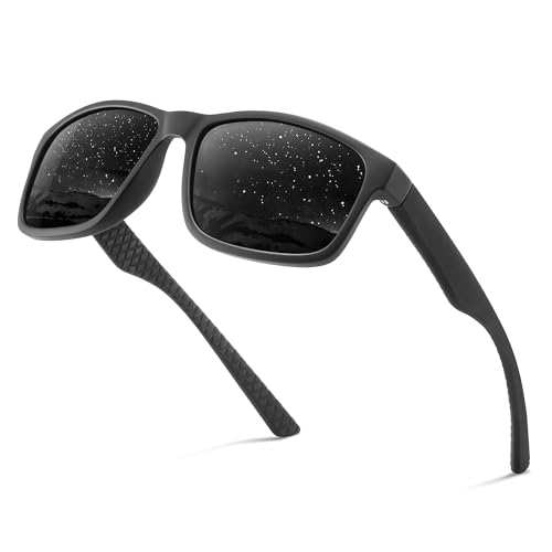Occhsouo Herren-Sonnenbrille, polarisiert, klassisch, quadratisch, für UV400-Schutz, Schwarz, transparent von Occhsouo