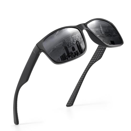 Occhsouo Herren-Sonnenbrille, polarisiert, klassisch, quadratisch, für UV400-Schutz, Schwarz (dampfschwarz) von Occhsouo