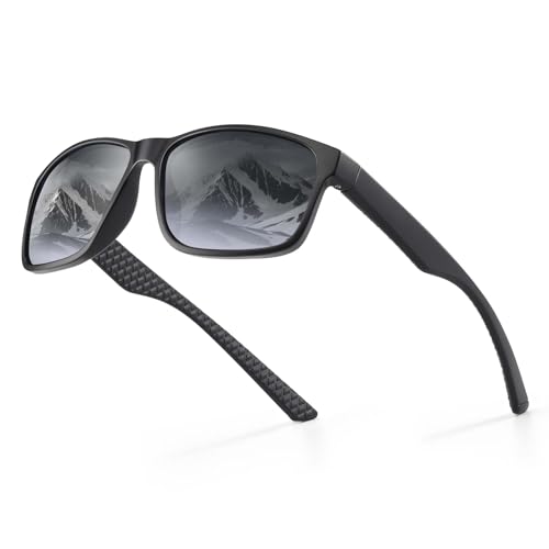 Occhsouo Herren-Sonnenbrille, polarisiert, klassisch, quadratisch, für UV400-Schutz, Schwarz ohne Grenzen von Occhsouo