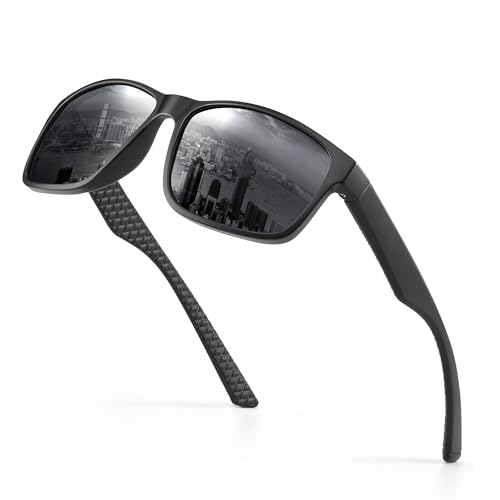 Occhsouo Herren-Sonnenbrille, polarisiert, klassisch, quadratisch, für UV400-Schutz, Schwarzer, weicher Nebel von Occhsouo