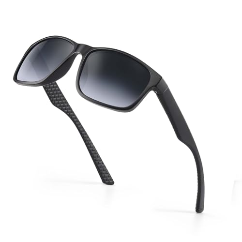 Occhsouo Herren-Sonnenbrille, polarisiert, klassisch, quadratisch, für UV400-Schutz, Schwarzer Farbverlauf von Occhsouo