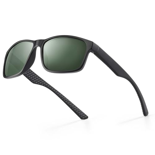 Occhsouo Herren-Sonnenbrille, polarisiert, klassisch, quadratisch, für UV400-Schutz, dunkelgrün von Occhsouo