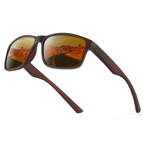 Occhsouo Klassische Herren-Sonnenbrille, polarisiert, Karamellbraun von Occhsouo