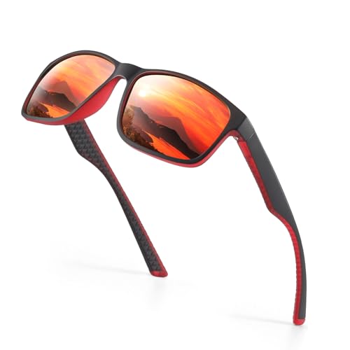 Occhsouo Klassische Herren-Sonnenbrille, polarisiert, Rot - Rouge Corail von Occhsouo