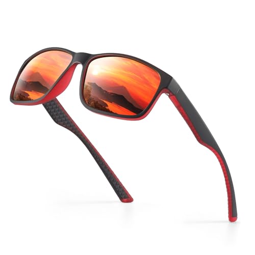 Occhsouo Klassische Herren-Sonnenbrille, polarisiert, kirschrot von Occhsouo