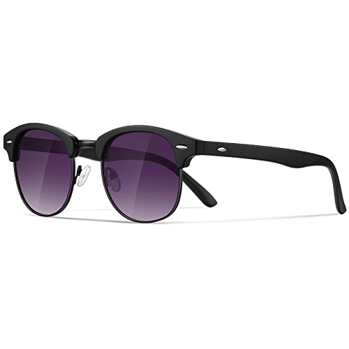 Occhsouo Polarisierte-Halbrahmen-Sonnenbrille-Unisex-Sonnenbrille-Herren-Damen Klassische Retro UV400 Schutz Rechteckig Sonnen brille Metallrahmen Autofahren Reisen(3-Schwarz/Lila) von Occhsouo