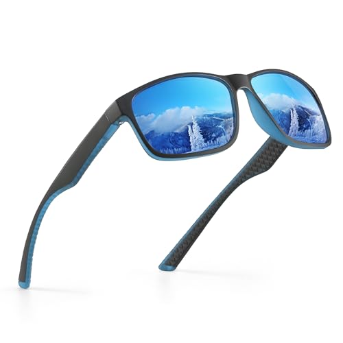 Occhsouo Polarisierte Herren-Sonnenbrille, klassisch, quadratisch, für UV400-Schutz, Blau - Bleu Glacier von Occhsouo
