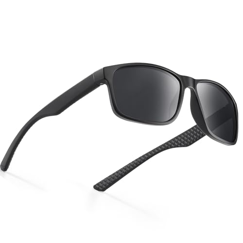 Occhsouo Polarisierte Herren-Sonnenbrille, klassisch, quadratisch, für UV400-Schutz, Dämmerungsschwarz von Occhsouo