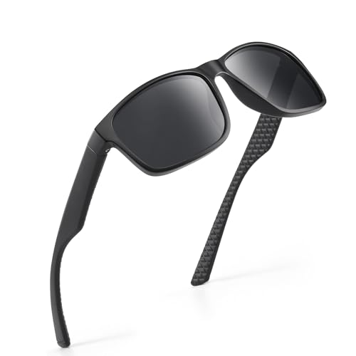 Occhsouo Polarisierte Herren-Sonnenbrille, klassisch, quadratisch, für UV400-Schutz, Elegantes Schwarz von Occhsouo