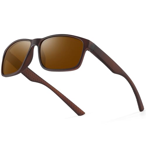 Occhsouo Polarisierte Herren-Sonnenbrille, klassisch, quadratisch, für UV400-Schutz, Kastanienbraun von Occhsouo
